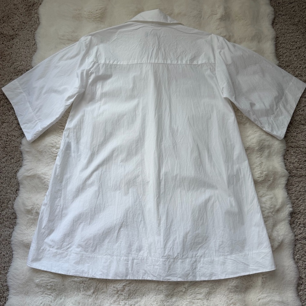 Sandro Oversized Cotton White Short Sleeve Button-Down Shirt / Tunic Size 0-S - Picture 9 of 16